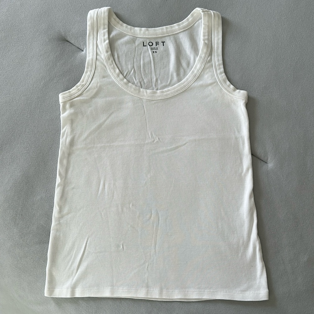 Loft, crisp white tank top, like new condition